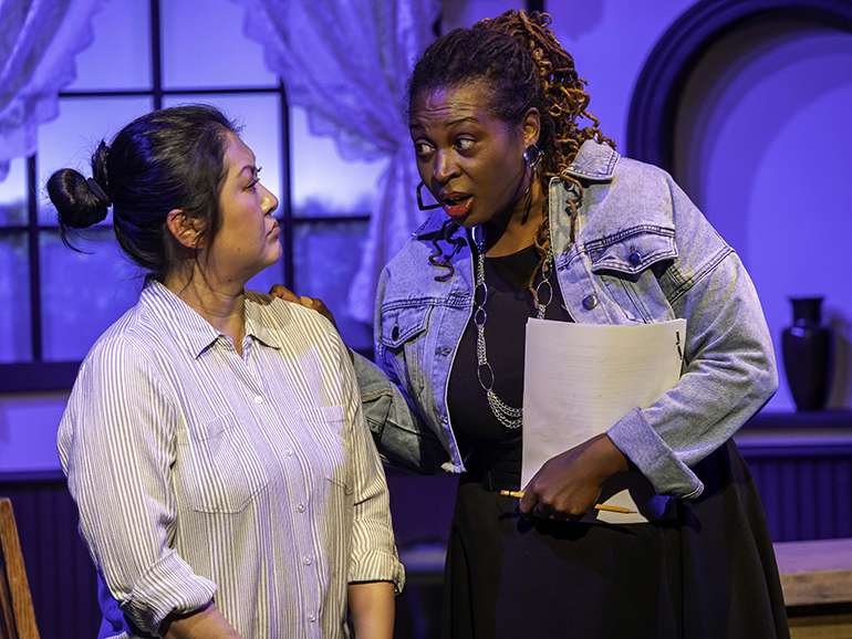 Cast members onstage in Davidson Community Players' 'A Small and Humble Erasure.'
