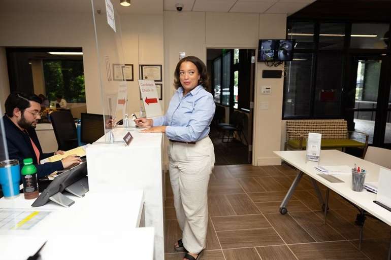 Joi Mayo filing her candidacy for Charlotte City Council earlier this year