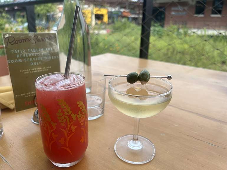 The dirty martini (right) and Jeff Goldblum Drinks for Free at Room Service